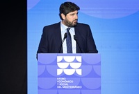 El presidente de la Región de Murcia, Fernando López Miras, interviene en el II Foro Económico y Social del Mediterráneo, organizado por Prensa I...