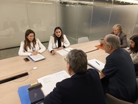 La consejera Sara Rubira junto a europarlamentarios durante la reunión mantenida en Bruselas.