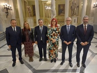 Los consejeros de Salud y de Medio Ambiente, Universidades,  Investigación y Mar Menor, en el acto organizado por el Colegio Oficial de Enfermería...