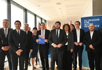 El presidente de la Comunidad, Fernando L&oacute;pez Miras, durante la presentaci&oacute;n de la Alianza de Regiones Europeas por la Resiliencia H&iacute;drica y la Preparaci&oacute;n...