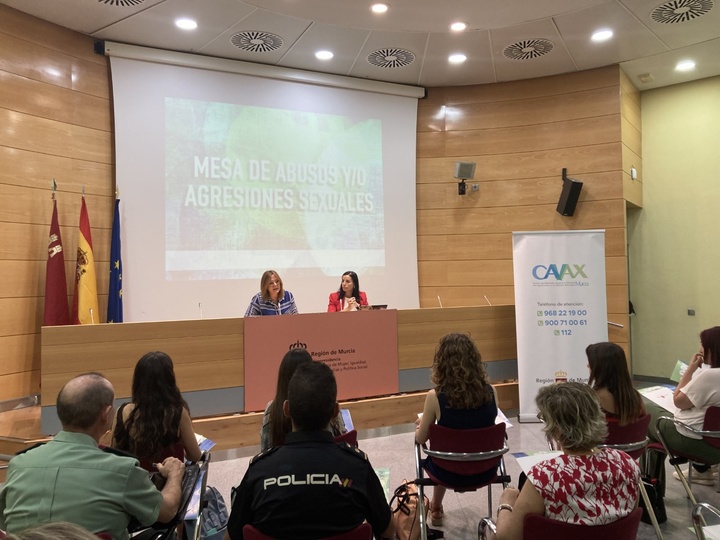 La consejera Isabel Franco ha presidido la reunión de la Mesa de agresiones y abusos sexuales de la Región de Murcia