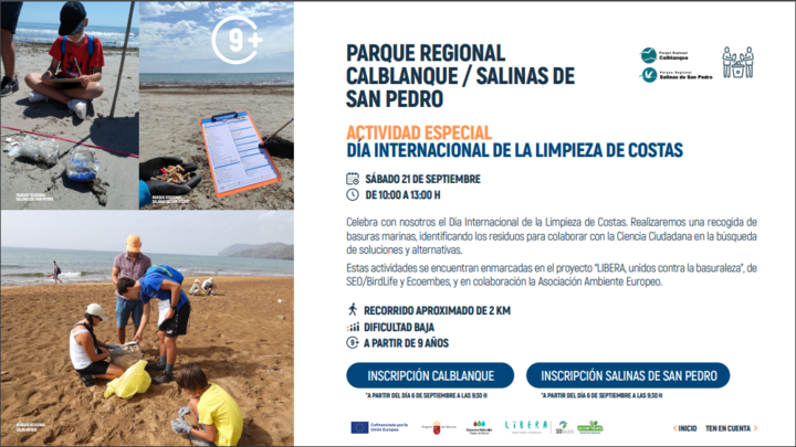 Cartel que anuncia la actividad especial para conmemorar el Día Internacional de la limpieza de Costas.