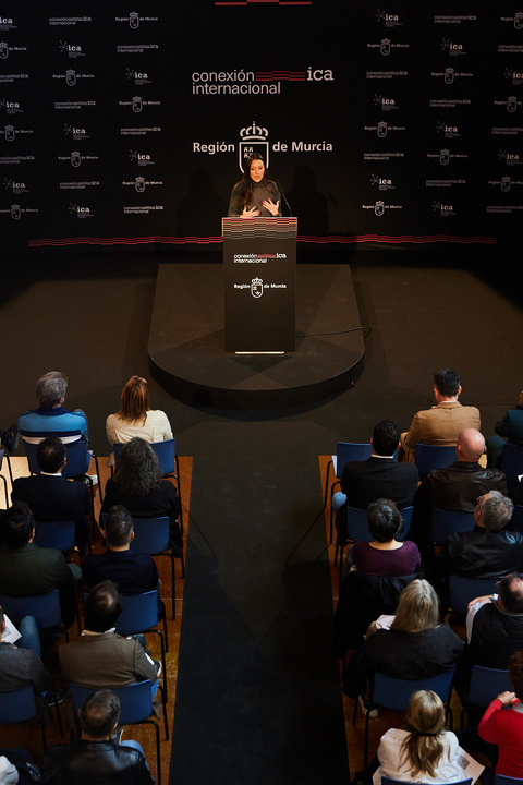 Imagen de la consejera de Turismo, Cultura, Juventud y Deportes, Carmen Conesa, en la presentación de Conexión Internacional ICA a principios de este mes