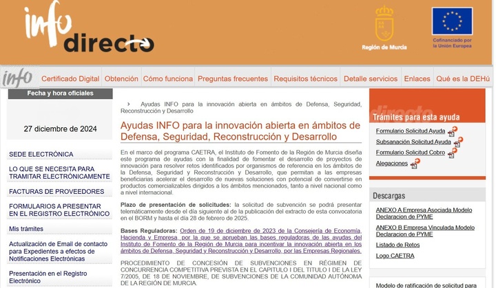 Convocatoria de ayudas retos Caetra