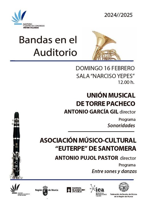 Cartel del concierto del domingo en el Auditorio regional Víctor Villegas.