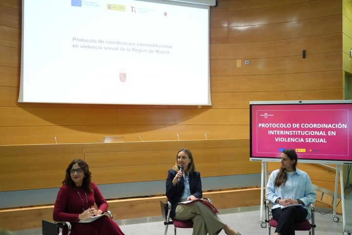 La consejera de Política Social, Familias e Igualdad, Conchita Ruiz, durante la presentación del Protocolo de Coordinación Interinstitucional en Violencia de Género (1)