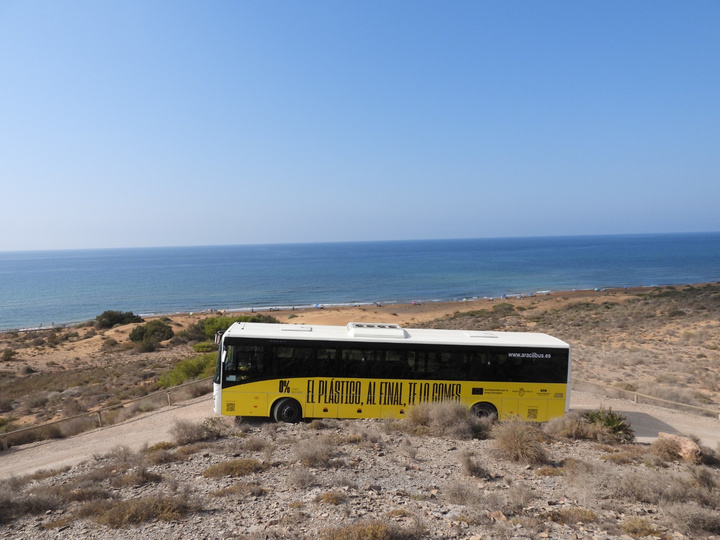 Imágenes del servicio de autobuses que la Consejería habilitó el año pasado para los visitantes del Parque Regional de Calblanque (1)