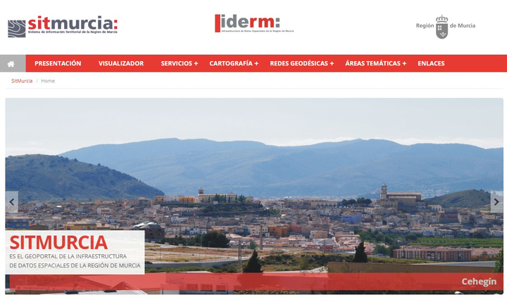 Imagen de la web de Sitmurcia, geoportal de la Infraestructura de Datos Espaciales de la Región de Murcia