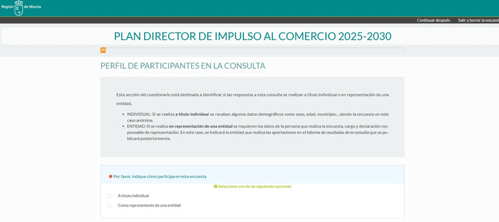 Imagen del apartado de consultas de la página web del Plan Director de Impulso al Comercio 2025-2030, www.plancomerciorm.es