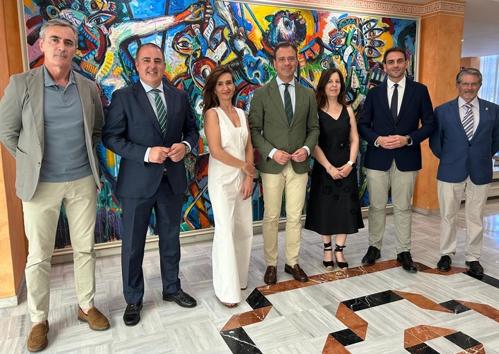 El consejero de Presidencia, Portavocía, Acción Exterior y Emergencias, Marcos Ortuño, acompañado por miembros de su equipo antes de comparecer ante...
