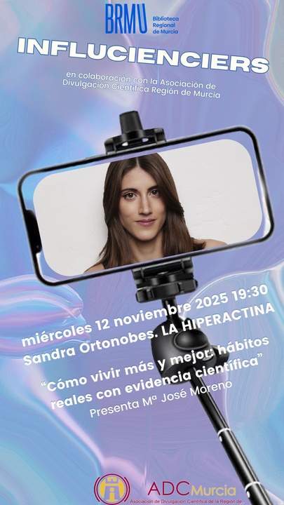 Cartel anunciador del acto que tendrá lugar en la Biblioteca Regional.