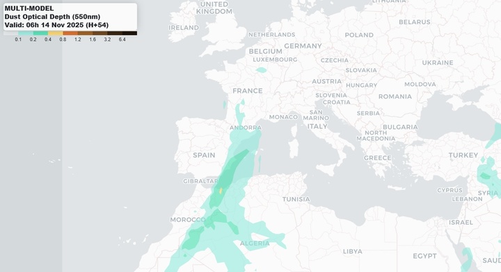 Modelo BDCR de predicción de polvo mineral atmosférico para Europa y África.