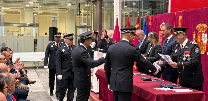 Acto institucional de celebración del patrón de la Policía Local de Cartagena, San Leandro, celebrado esta mañana.