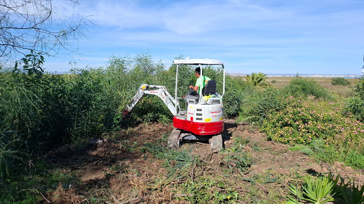 Maquinaria llevando a cabo las primeras labores de restauración ecológica integral en El Carmolí (2)
