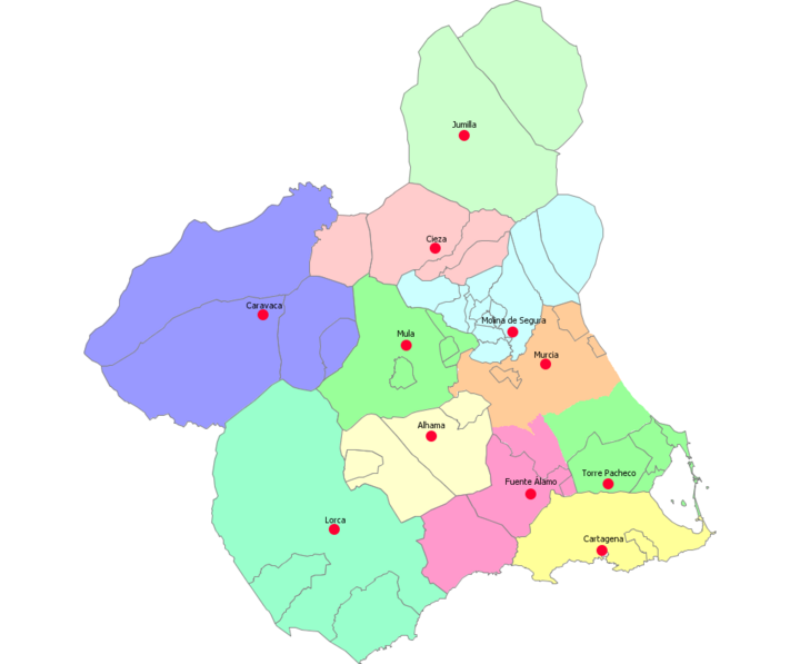 Mapa de las Oficinas Comarcales Agrarias 